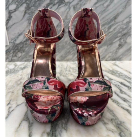 Ted Baker Floral Printed Platform Block Heeled Sandals Size 37.5 - Picture 4 of 7